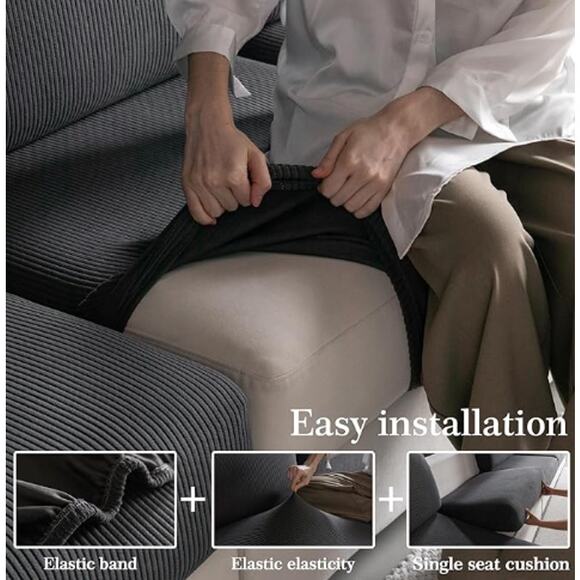 1 Piece Soft Chair or Couch / Sofa Cover, Washable, Dark Gray - Picture 3 of 5